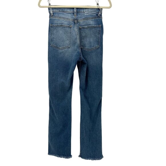 Revice Denim High Waisted Ripped Distressed Raw Hem Slim Straight Jeans Womens 2 - Picture 4 of 9